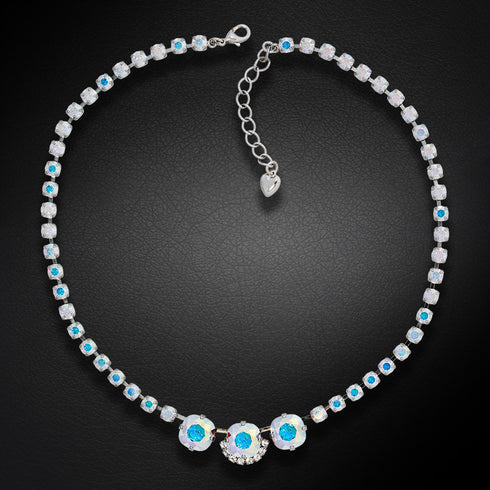 Kāzu kaklarota "Apžilbinošs Mirdzums (Aurore Boreale)" ar Swarovski™ kristāliem